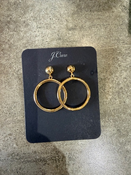 J. Crew Jewelry - J. Crew Gold Double Hoop Drop Earrings